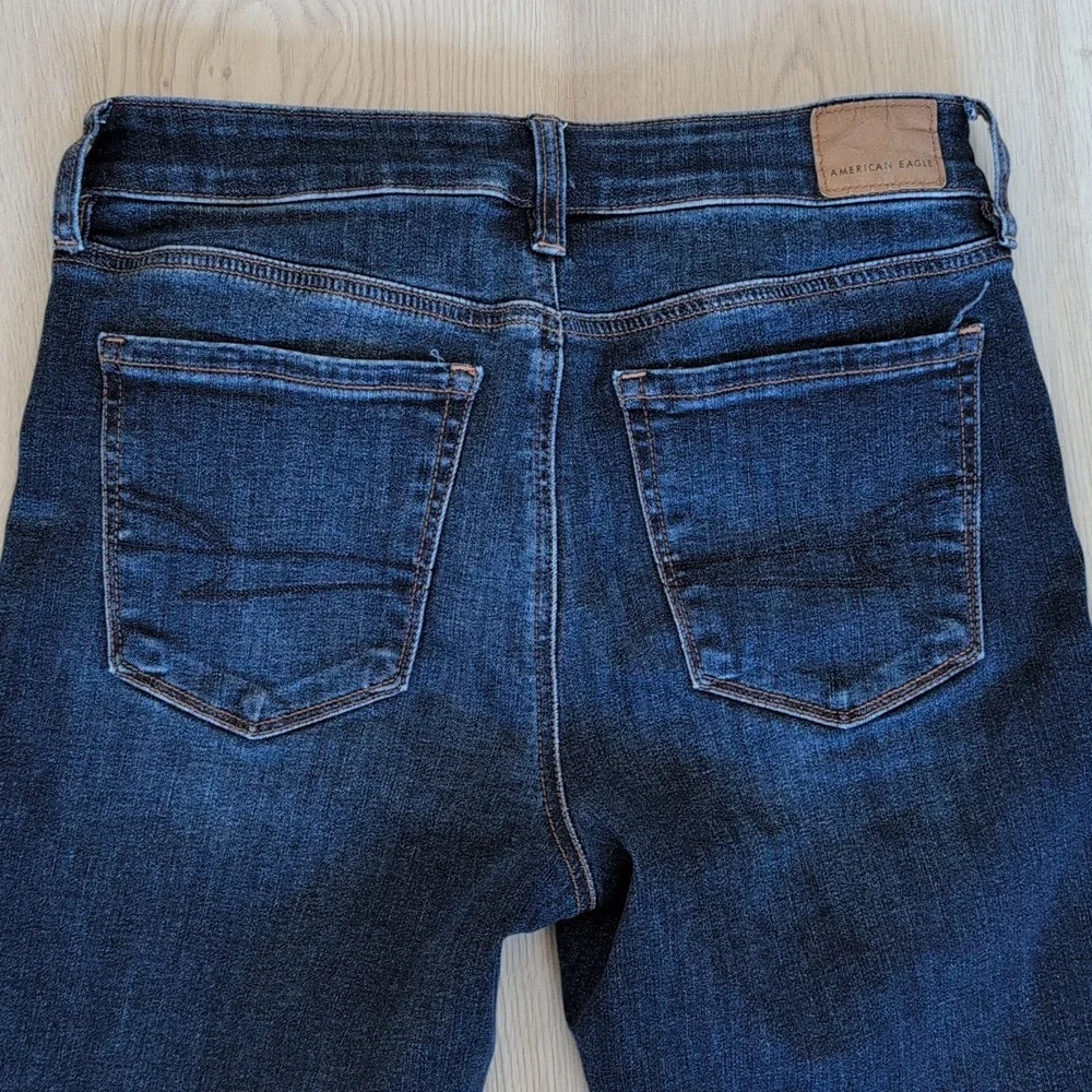 Women's American Eagle Outfitters Dark Blue Skinny Kick Jeans - Long - Picture 4 of 4